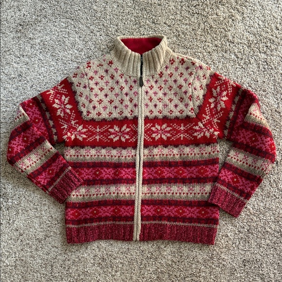 Women’s Eddie Bauer Collectibles Lamb Wool Cardigan size medium Cabincore Cozy - Picture 2 of 6